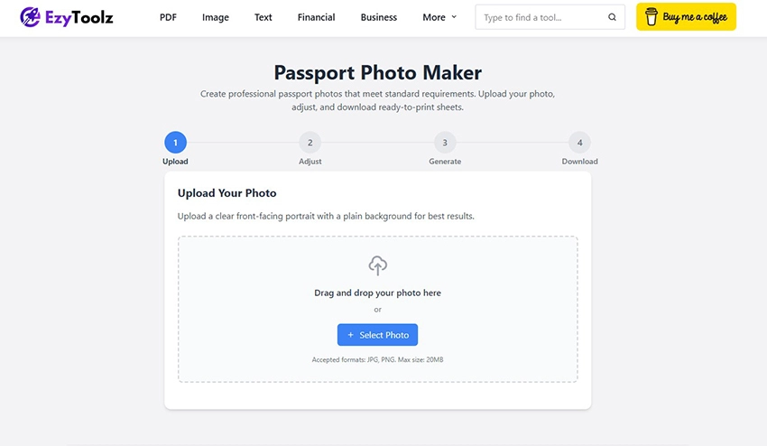 'EzyToolz passport photo maker — free online image converter for ID photos'