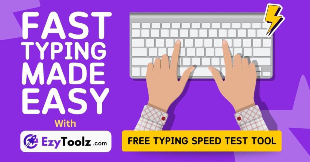 Free typing speed test online showing WPM counter on EzyToolz